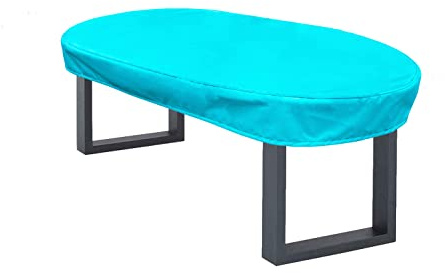 Kaufpirat Premium Abdeckplane Oval 200x90x15 cm Essbank Sitzbank Holzbank Gartenmöbel Gartentisch Hülle Abdeckung Haube Schutzhülle Abdeckhaube 900 D, 500 g/m², 6.000 mm Wasserbeständigkeit Türkis
