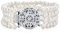 Antike Vintage Art Deco Stil Breite Erklärung Bräutigam Vier Multi Strang Weiß Süßwasser Kultiviert Perle Armband Für Frauen, Hochzeit Silber Vergoldet Messing 7