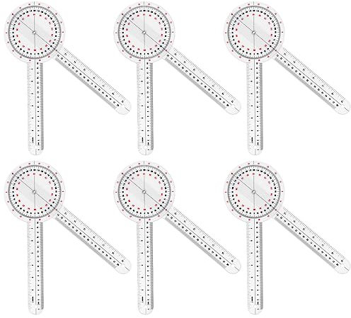 Prasacco Goniometro da 30 cm, goniometro in plastica trasparente con righello angolare ortopedico a 360 gradi goniometro goniometro per goniometro goniometro per nastro di misurazione del corpo