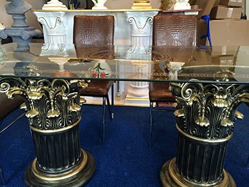 Bronzo Esstisch Glastisch, Säulentisch, Designertisch Wohnzimmertisch Kanzleitisch, Praxistisch 100% Handgefertigt Antik Stil Retro