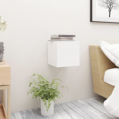 WIFESE Nachttische 30,5x30x30 cm Nachttisch Hängend NachtkäStchen Nachtkommode Wandregal mit Integrierter Schublade Nachttisch Weiß Schubladenbox Holz Bedside Table Kommode Holzwerkstoff