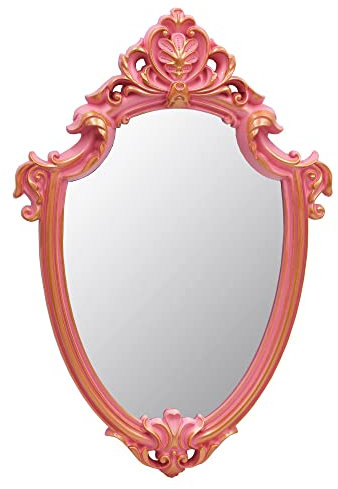 Eaoundm Miroir mural décoratif vintage en forme de bouclier Rose 41,9 x 28 cm