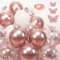 Rose Gold White Balloons and Butterfly Stickers Set, 30 PCS 12 Inch Confetti Balloons, with 12 PCS Rose Gold Butterfly Stickers for Wedding, Birthday, Party Decorations