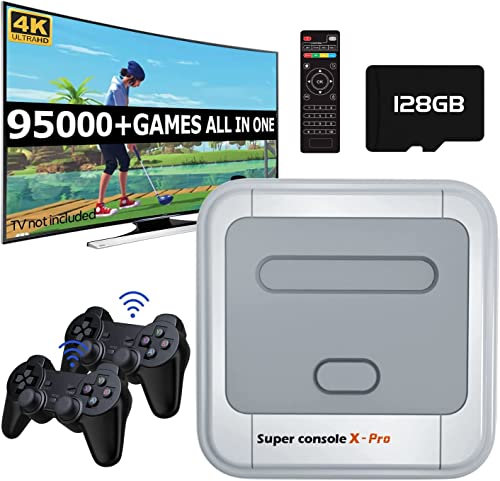 Super Consola X-Pro Consola de Juegos Retro, Consolas de Videojuegos Retro de 128 G con más de 95,000 Juegos, Consola de emuladores, Andriod TV 7.1 y Sistemas de Juego para Salida 4K TV