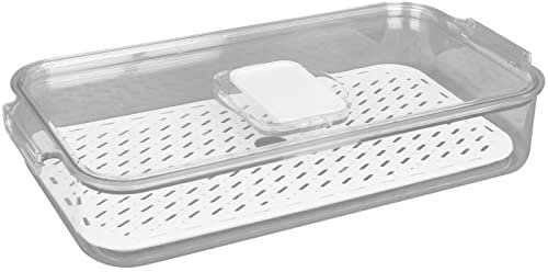 Centi Kühlschrankbox mit Modellwahl Frischhaltedosen Vorratsdosen XL Organizer Dosen mit Deckel Aufschnittbox (L niedrig LxBxH : 32 x 16,5 x 6 cm)