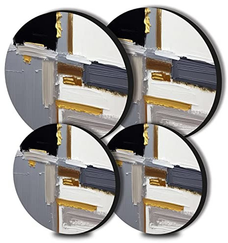 Abstract Style Round Metal Hob Covers 4-Piece Stove Plate Cooker Hob Covers for Electric Cookers Top Burner Gas Range Oven Protector Kitchen Tools Accessories Modern Cooktop Kitchen Decor