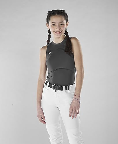 EvoShield Girl's Racerback Chest Guard Sleeveless Shirt - Grey, Youth Small