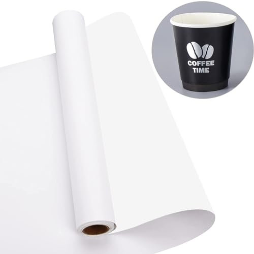 Ronsvmas Vinilo Adhesivo Permanente Plotter, Vinilo Adhesivo Blanco de 30,5 cm X 457 cm, Vinilo Blanco Mate para Tazas, Ventanas, Decoración Y Personalización de Objetos