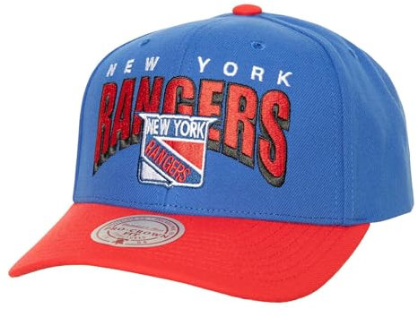 Mitchell & Ness New York Rangers NHL Boom Text Pro Vintage Snapback Cap Blue - One-Size