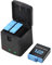 Andoer Pile rechargeable batterie de 3 pièces de 1800 mAh + chargeur à 3 fentes avec port USB compatible avec Gopro Hero 12/11/10/9