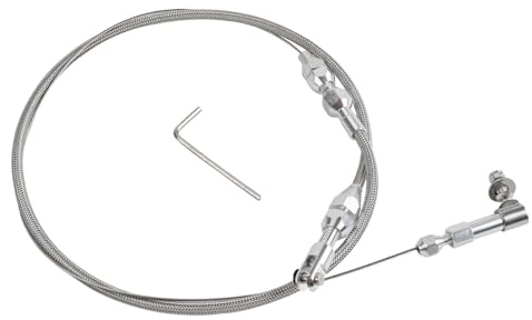24 Hi-Tech Universal Throttle Cable Kit Braided Stainless Steel with Aluminum Fittings Ferrules, Replacement Accelerator Cable 24 inch Long Cut To Fit | with Aluminum Fittings Ferrules,Adjustable Accelerator Cable 24 inch Long Cut To Fit
