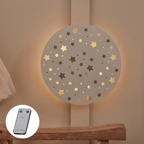 Lights4fun 30cm LED Nachthimmel Nachtlicht Mit Fernbedienung - Aufladbar, Kinderzimmer Deko Wandlampe, Nachtlampe