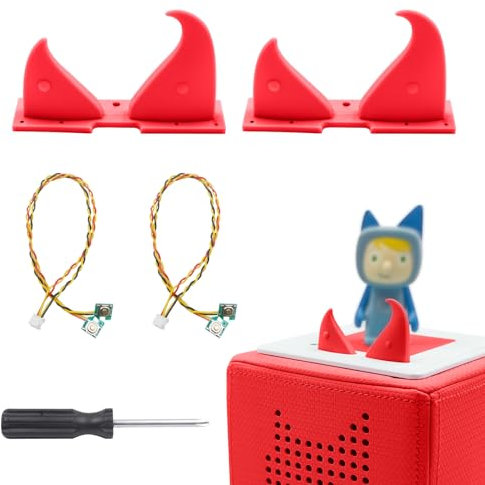 für Toniebox Ersatz Ohren and Ersatzkabel mit Schraubendreher, Kabelersatz,Ersatzteile für Tonies Lautstärketaste 2 Stück (Rot)