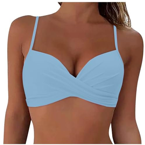 Pamqsen Bikini BH Damen Bademoden Bikinioberteil Große Brüste Push up Bikini Top Swim Oberteil Rückenfrei Bikinioberteil Gepolstert Swimsuit Bra Sport Trocknend Padded Bikini mit Polster ohne Bügel