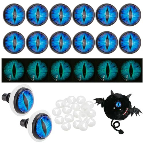 PH PandaHall 20 PCS Leuchtende Sicherheit Craft Eye, 16mm Glühen im Dunkeln Drachenauge Cabochons Craft Crochet Augen für Crochet Plüschtier Teddybär Halloween Dekoration machen