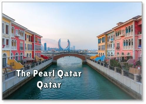 Kühlschrankmagnet The Pearl Island, Qatar: Qanat Quartier und der Halbmond im Perlenkatar