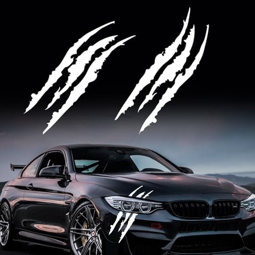 Monster Klaue Aufkleber Kralle, 2 StüCk Augenaufkleber Auto Schwarz Autoaufkleber Kratzer Scheinwerfer Aufkleber Klaue Kratzer Aufkleber FüR Auto (Weiß)