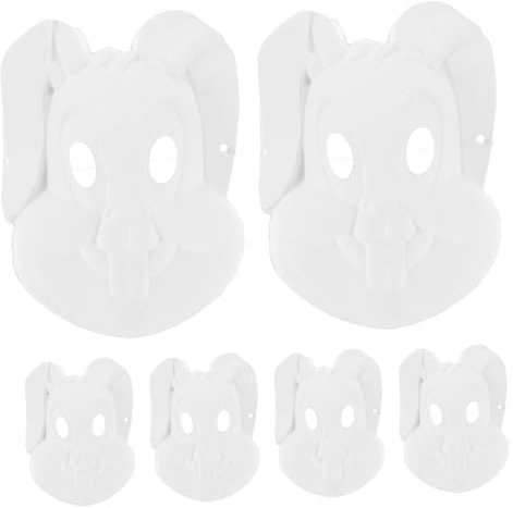 Toyvian 30 Stk Diyt Hasenmaske Kindermaske Karikatur Gesichtsmaske Für Kaninchenmaske Kleiderstange Für Puppen Unbemalte Masken Maskerade Selber Machen Weiß Zellstoff