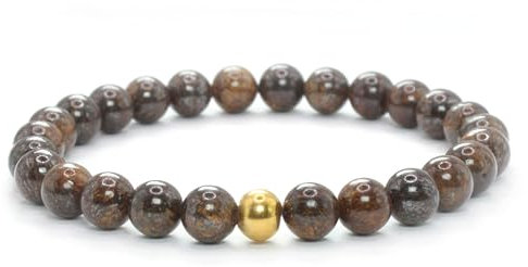 Echtes Bronzit Edelstein Armband mit 6mm Perlen - verschiedene Längen - Heilstein Schutzstein Talisman Glücksbringer Geschenk (Bronzit, 22CM)