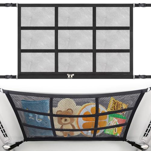 Raxfekro Gepäcknetz Autodach, Hochelastisches Auto Gepäcknetz 80 * 53 cm, Universal Doppelschicht Gepäcknetz Dach mit Reißverschluss für die Meisten Modelle Geeignet
