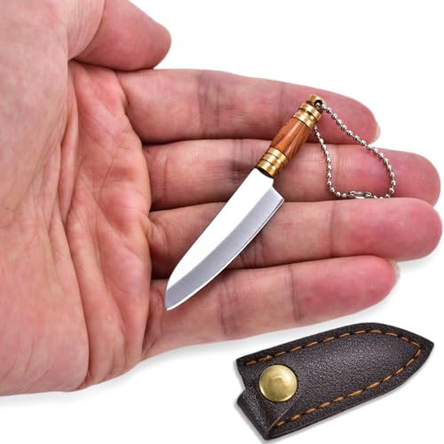 JPCRMOV Mini Messer Feststehend, klein Taschenmesser Gürtelmesser mit Holster, EDC Outdoor Messer Schlüsselanhänger - CNC Technik - Gewicht 8 g - Klingenlänge 4 cm (Stil-B)