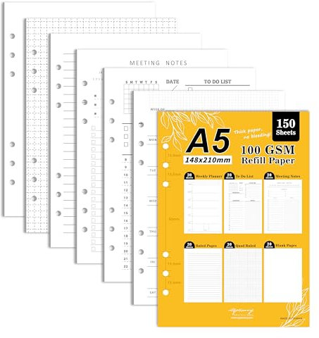 EGOSUNNY A5-Nachfüllpapier – perfekt für Notizen, Schriftsteller, Planer, Reisende, Studenten, Journalisten, Lehrer, Künstler, Geschäft