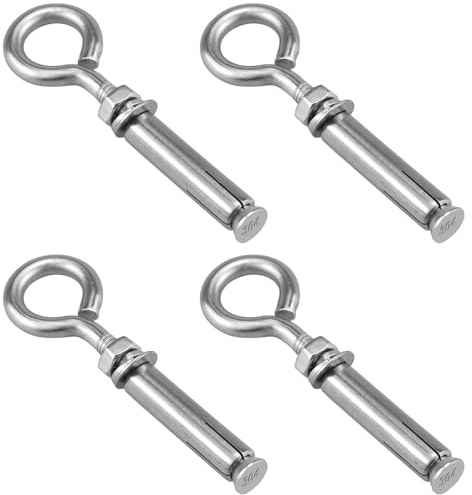 Aifeier ET 5/16 Zoll Beton-Wandanker-Ösenschraube, 304 Edelstahl, Spreizhaken, Ziegelanker mit Ring, robuster Beton-Wandhaken, Bolzenverschluss für Wand, Decke, Beton, Mauerwerk, 4 Stück