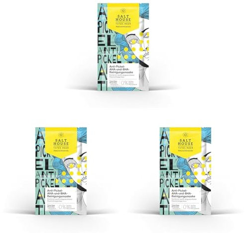 Salthouse Natural Minerals Anti-Pickel-AHA-und-BHA-Reinigungsmaske, entfernt sanft abgestorbene Hautschüppchen, für ein strahlendes, glattes Hautbild, 2x6ml (Packung mit 3)