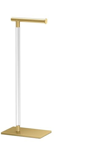 Gatco 1331B Modern Rectangle Base Freestanding Toilet Paper Holder 22.25 Brushed Brass/Acrylic with Weighted Base