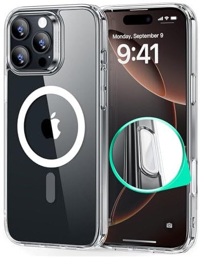 ESR for iPhone 16 Pro Case, Compatible with MagSafe, Shockproof Military-Grade Protection, Magnetic Phone Case for iPhone 16 Pro, Classic Hybrid Case (HaloLock),Transparent