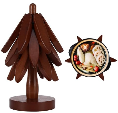 3 Pcs Wood Placemats Sets Foldable Storage Table Decoration,Tree Decoration Placemats Washable Premium Heat Proof Table Mats for Hot Dishes Bowl Teapot Hot Pot, Holiday, Birthday, Party decoration