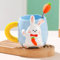 Tasse Ostern, Tasse Hase mit Karottenlöffel, Ostergeschenke Mug, Cute Ostertasse, Easter Keramikbecher, 3D Kaninchen Kaffee Tee Milch Tasse für Ostern und Geburtstagsgeschenke(Blau)