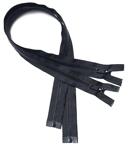 KGS Cerniere divisibili, chiusura lampo da 5 mm, in plastica per giacche, 2 pezzi per confezione (nero, 75 cm)