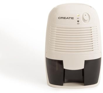 CREATE/DRYPLUS 500 / Mini-Luftenteuchter 500ml Cremeweiß/Klein und praktisch, LED-Anzeige, Peltier-System, extrem leise und einfach zu bedienen, automatische Abschaltung, 22W