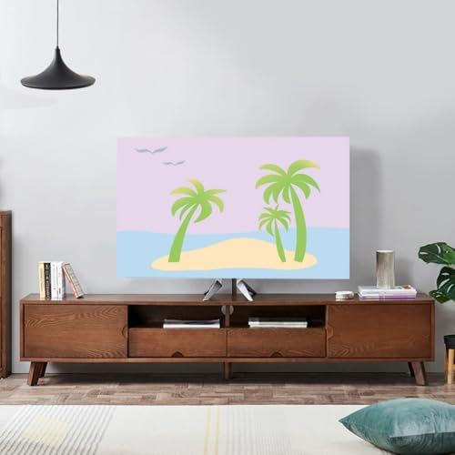 JANEMUA Cartoon Style TV/PC Screen Cover, All-Inclusive Elastic Dust-Proof TV/PC Display Protector, TV Decorative Cover for Desktop/Hanging TV Dust Cover-D||75inches