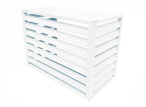 SZITW Klimaanlagenabdeckung aus Aluminium, dekorativer Sichtschutzzaun, Lagerregal für Pflanzenpräsentation im Freien, Schutzgitter, freistehender Raumteiler mit Lamellen, Schutzabdeckung für Kond