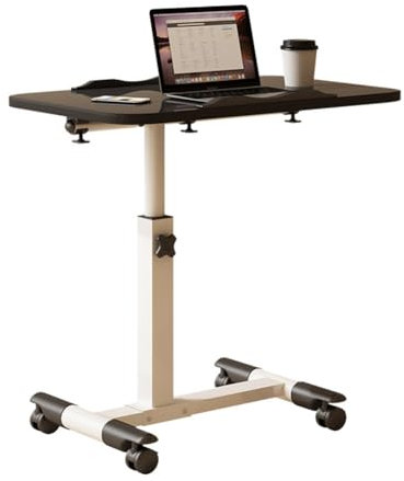 Cachpib Computertisch Höhenverstellbar mit Rollen, Schreibtisch Klein, Mobiler Stehpult, Überbett Pflegetisch, Steh-Sitz Laptoptisch PC Tisch für Wohnzimmer, 60x40x69-90cm