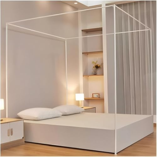 Himmelbett Moskitonetz Halter Vier Eckbett Moskitonetz Halter 4 Ecken Bettpfosten Bett Himmeldach Rahmen Gestell Rahmen Bett, One Color, 200x220cm