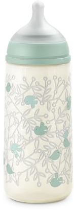 Suavinex, Biberón con Tetina SX Pro Flujo Denso (L), 360 ml, Birdies Verde | Anticólicos, Tetina Fisiológica de Silicona, para Líquidos Densos, Apto Papillas Líquidas, de Boca Ancha, Bebés +6 Meses