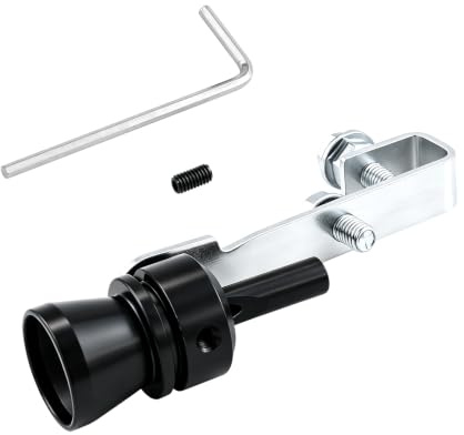 Auspuff Sound Booster Pfeife für Fake V8 Turbolader pfeifen im Auto & Motorrad Endtopf I Universal Turbo whistle Soundgenerator Tuning - Auspuffpfeife für Endrohre (Schwarz, M)