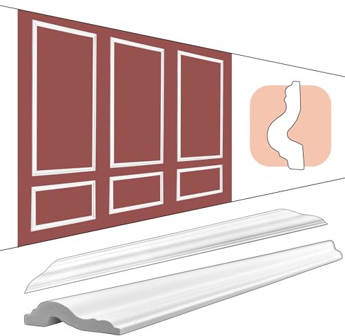 Ensemble de plinthes murales de haute qualité – Set complet pour 6 cadres muraux élégants en matériau PS robuste – Résistant à l'eau, aux chocs et facile à assembler – Design classique en blanc (J X60