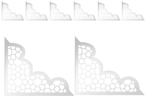 DIYEAH Lot de 8 Stickers Muraux Autocollants en Acrylique Argenté Appliques d'Angle pour Portes de Placards Décorations Miroir pour Salon Cuisine Stickers Repositionnables et