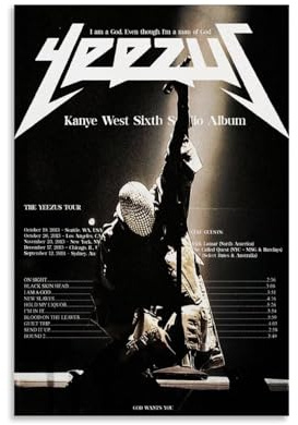 FVLYRWMQX Kanye Poster West Music Singer Rapper Vintage Für Zimmer, Ästhetische Leinwand-Wandkunst, Schlafzimmer-Dekor Poster 12x18inch(30x45cm)