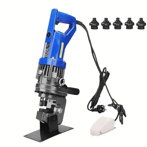 110V Electric Hydraulic Hole Punch Machine with 5 Dies (1/4 to 4/5) for Metal Plates, Angle Iron, Copper, Aluminum & Steel