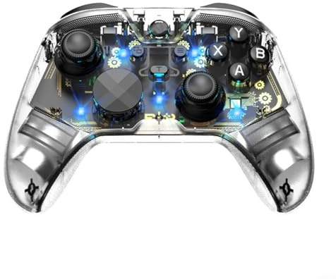 HEIBTENY Controller di gioco wireless trasparente con joystick in fibra di carbonio e trigger effetto Hall, design ergonomico e leggero, per Switch, per iOS, per Android per PC