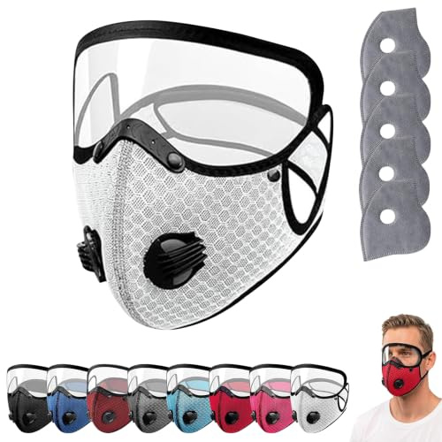XPDUXK Reusable Carbon Filter Dust Mask with Adjustable Goggles, Wiederverwendbare Kohlefilter Staubmaske mit verstellbarer Schutzbrille, halber Atemschutz mit 10 Filtern für Schleifarbeiten