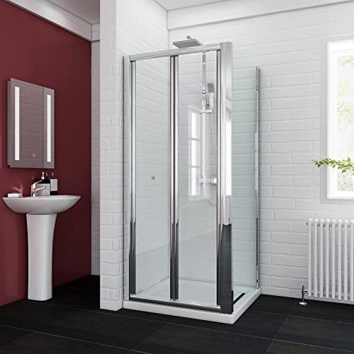ELEGANT 900 x 900 mm Bifold Shower Enclosure Glass Screen Door Cubicle with Side Panel