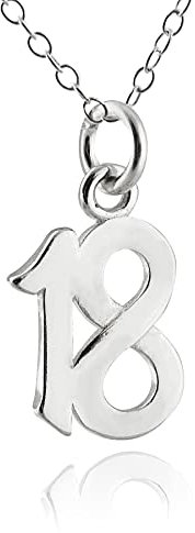 FashionJunkie4Life Halskette mit Zahlen-Anhänger, Sterling Silber, Kein Edelstein