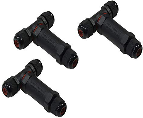 ChiliTec Kabelverbinder Y-Adapter wasserdicht Kabelmuffe IP68 3-polig Verbinder für Aussenbereich für z.B. Erdkabel Pool Gartenleuchen Pumpe für Kabel Ø 8-11mm 3 Stück