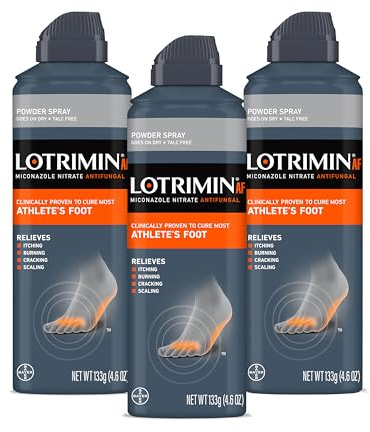 Lotrimin AF Athlete's Foot Powder Spray, Miconazole Nitrate 2%, Clinically Proven Effective Antifungal Treatment of Most AF, Jock Itch and Ringworm, 4.6 Ounce (Pack of 3)